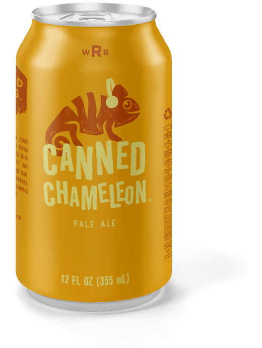 Canned Chameleon Pale Ale beer yellow can